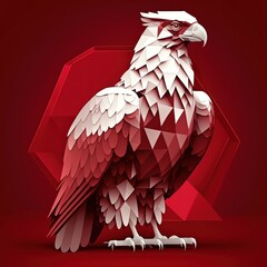 White eagle on red background, emblem, sign, poster, t shirt. Generative AI