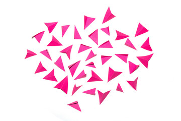 Pink and White Geometric Folded Paper Triangle Shapes for Background Craft