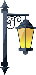 Cartoon outdoor lamp. Old city street light