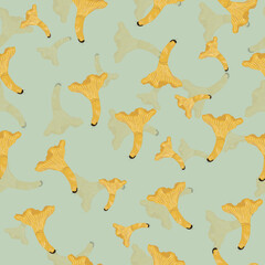 seamless pattern with cute mushrooms (chanterelles). vector graphic for book, fabric or background