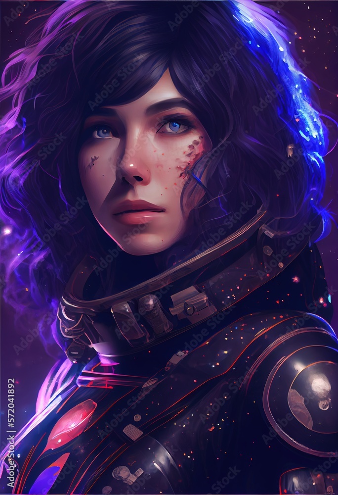 Wall mural portrait of an astronaut in a spacesuit. high-tech astronaut from the future. the concept of space t