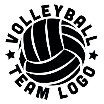Volleyball sports logo template, vector art image illustration, volleyball team black and white sport logo template, t-shirt design, sticker, decal.
