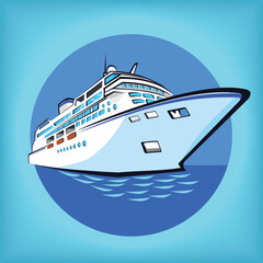 cruise ship in the sea vector illustration