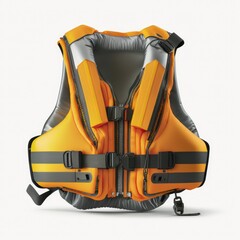 Detailed illustration of a modern safety buoyant personal floatation device lifejacket for boating, watercraft and marine use isolated on a white background, generative ai - obrazy, fototapety, plakaty