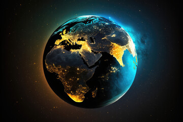 Obraz na płótnie Canvas shining earth 3d illustration , ai generated