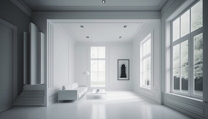 Obraz na płótnie Canvas Light white room interior generative ai