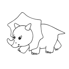 Line sketch coloring little cute dinosaur.Vector graphics.