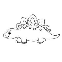 Line sketch coloring little cute dinosaur.Vector graphics.