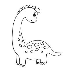 Line sketch coloring little cute dinosaur.Vector graphics.