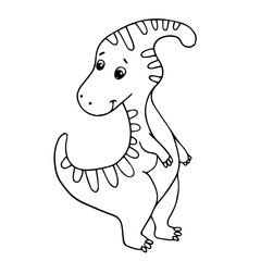 Line sketch coloring little cute dinosaur.Vector graphics.