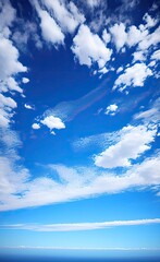 Naklejka na ściany i meble Fluffy Clouds and Clear Blue Sky, Suitable for Backdrop, Wallpaper, Background. Generative AI