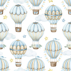 Hot air balloons seamless pattern. - 572046293