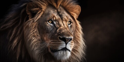 Fototapeta na wymiar The Lion King in Cinematic Light, generative ai