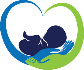 Vector logo illustration of a cuddling baby