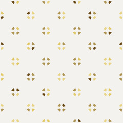 Simple geometric floral pattern. Vector minimalist seamless texture with small flower shapes. Abstract minimal geo background in beige and gold tones. Retro vintage style. Repeat decorative design
