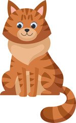 Cute red cat is sitting. Vector illustration of a funny tabby cat. Isolated on white background. Stock vector