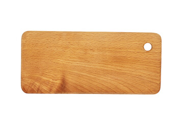 rectangular shaped solid wood cutting board isolated on white background.