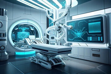 Futuristic operating room for surgery. generative AI