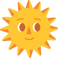 Cute summer sun. Yellow hot weather icon