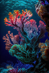 Beautiful and colorful underwater coral reef generative AI