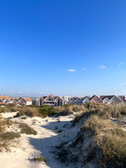 Beach houses on a sunny day