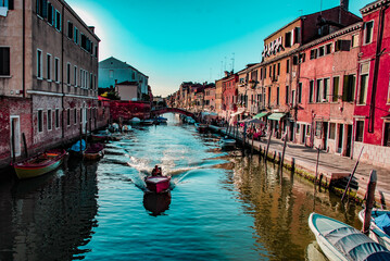 Venice romantic trip gondola bridge postcard print wall colourful 