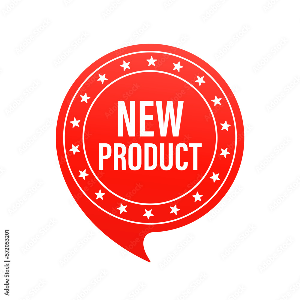 Poster red icon of a new product. modern web banner element. vector illustration