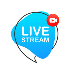 Online webinar button. Internet video conference icon. Live streaming, online education. Internet broadcast. Live video streaming. Icon, emblem. Live stream. Vector illustration