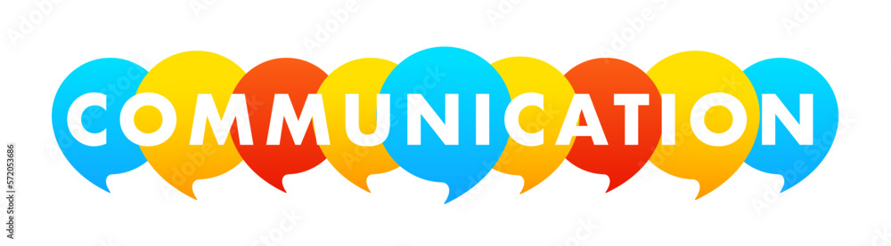Poster communication concepts. the word communication with colorful speech bubbles. vector illustration