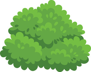Green bush icon. Cartoon park plant foliage