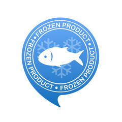 Keep product fish label, stamp. Vector on isolated white background. EPS 10. Keep frozen food product package label. Keep frozen in fridge, snowflake icon. Vector illustration