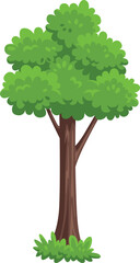 Cartoon tree icon. Green foliage forest plant