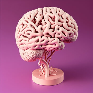 Plastic model of human brain, isolated created with Generative AI technology
