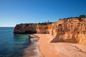 Fototapeta na wymiar Landscape of the rocky coast in Albufeira - Portugal