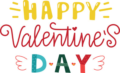 Happy valentine day lettering. Handwritten romantic slogan