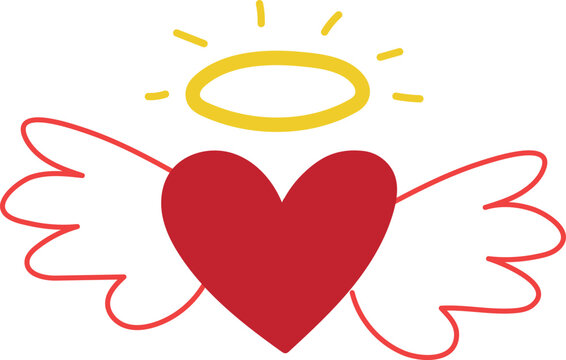 Angel heart with white wings. Holy love symbol