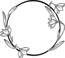 Vintage elegant frame. Hand darwn botanical circle