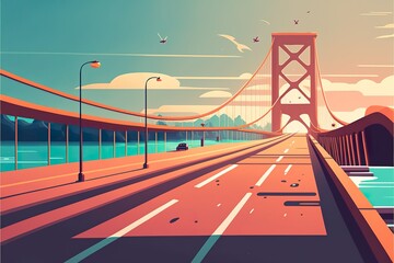 Bridge flat illustration created with Generative AI 