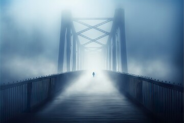 Bridge in fog created with Generative AI 