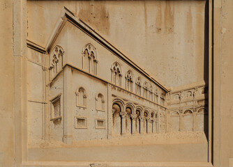 Lovely art sculpture on a wall in Zadar, Croatia