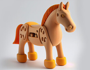 homemade horse toy made of wood. ai generated