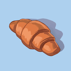 Croissant on blue background. Vector Illustration.