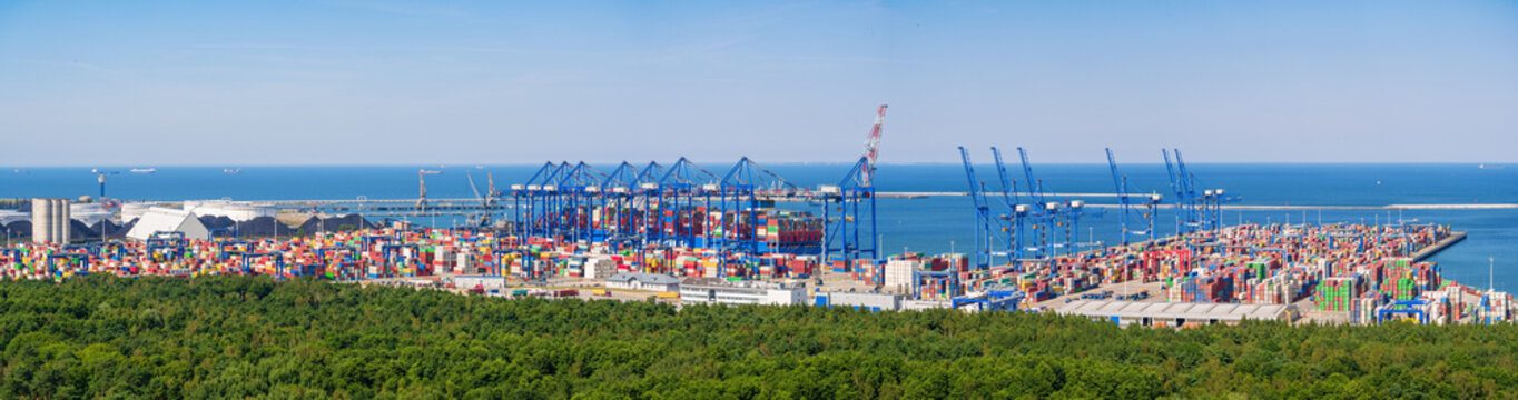 Deepwater Container Terminal in Northern Port, Gdansk, Poland. Aerial landscape.