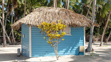 The small colorful house on the Saona Island of the Dominican Republic.