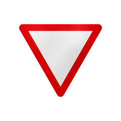 Give way or yield European road sign isolated on transparent background. 3D rendering © HTGanzo
