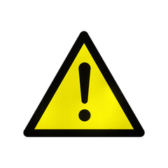 Caution yellow and black warning symbol isolated on transparent background. 3D rendering