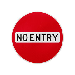 No Entry American road sign isolated on transparent background. 3D rendering