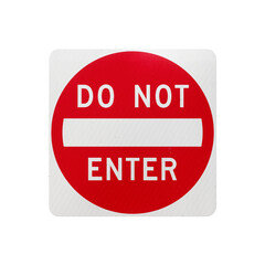 Do Not Enter American road sign isolated on transparent background. 3D rendering