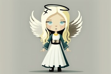 Angel girl flat illustration created with Generative AI 