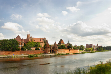  medieval castle Malbork at the riverbank in Poland